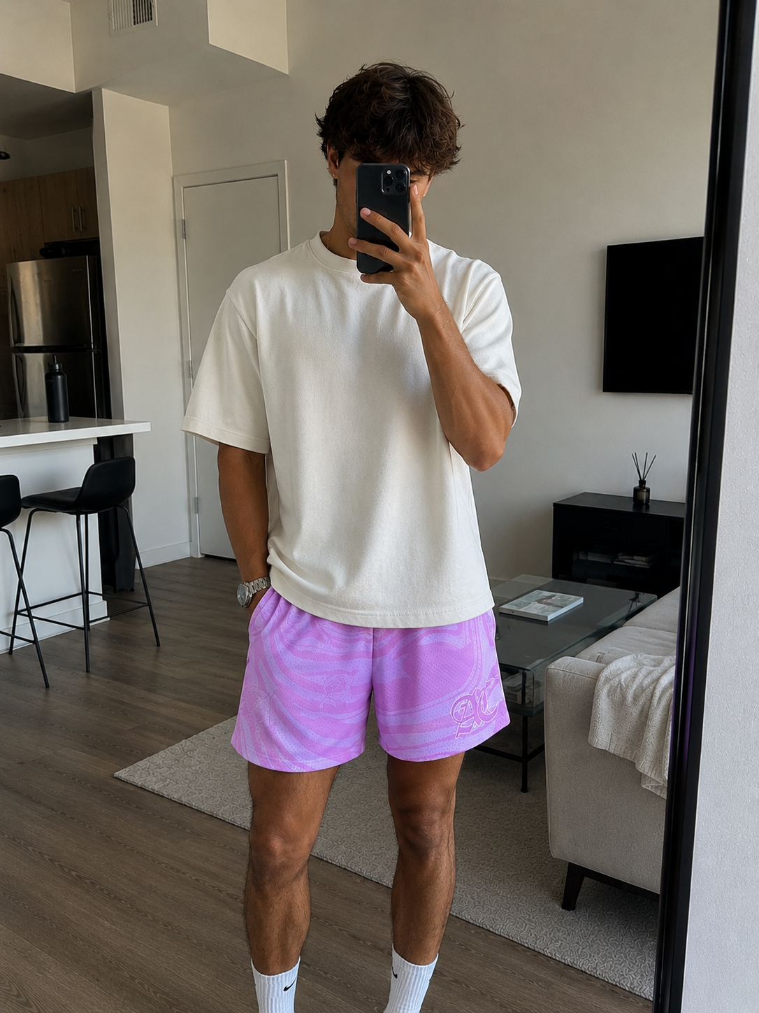 Pink Mesh Shorts